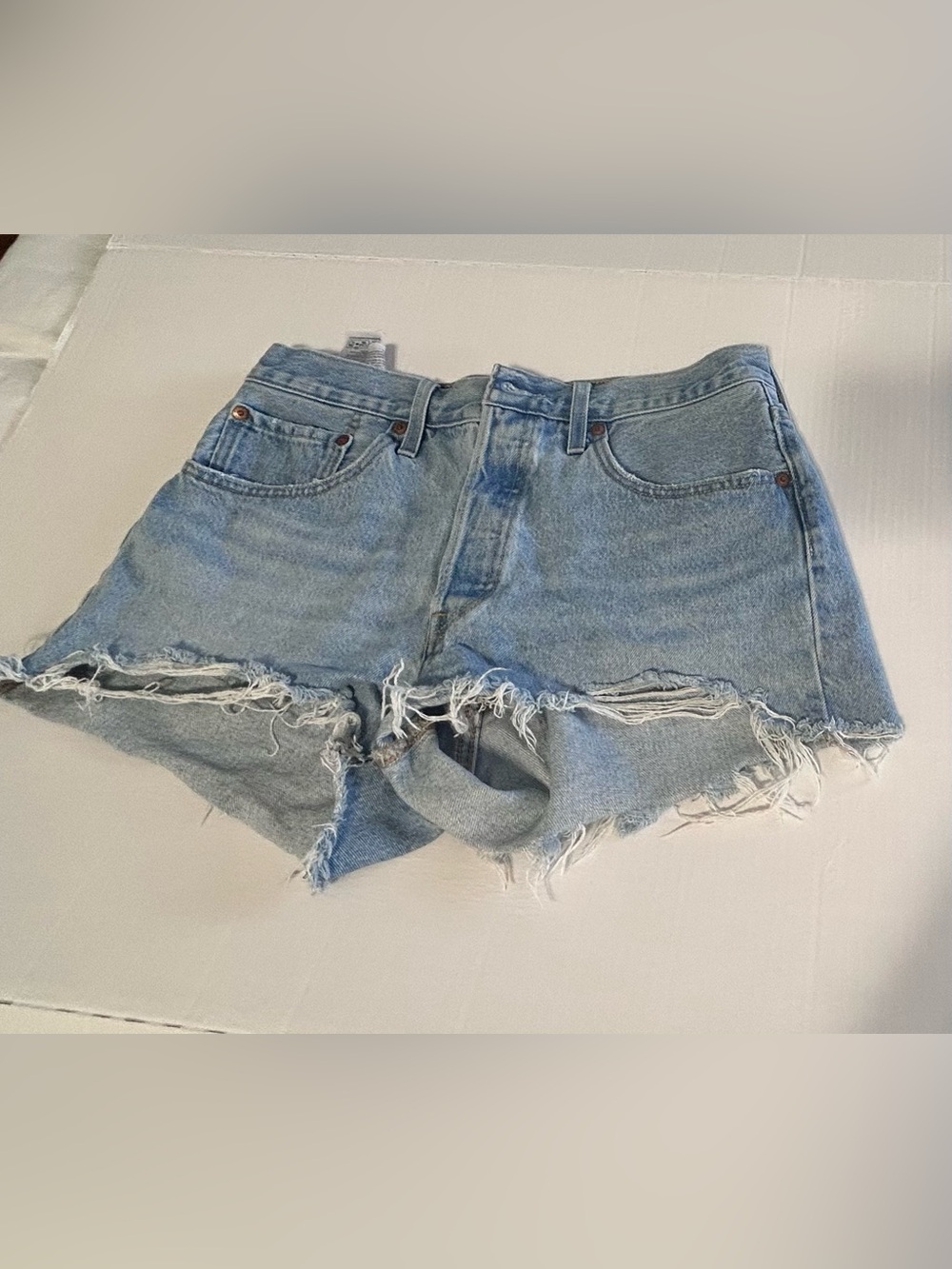 Levi's Premium  501 Vintage Style Cutoffs Light Wash W30. Button Closure